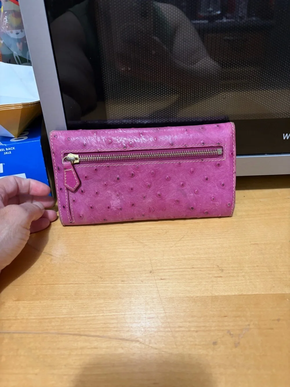 Dooney & Bourke Fuchsia Ostrich-Embossed Continental Wallet